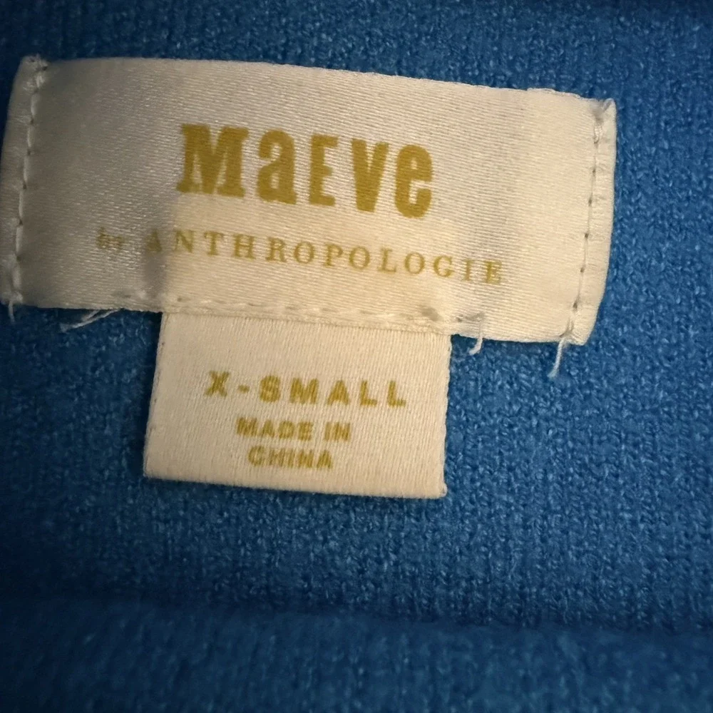 Maeve Anthropologie The Carys Mock-Neck Sweater Womens XS Turquoise Cropped F/W - Picture 6 of 8
